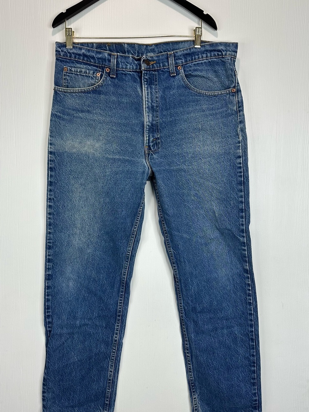 VINTAGE Levis 505 Jeans Mens 38 Straight Leg Mid Rise Dark Wash Denim 90s USA